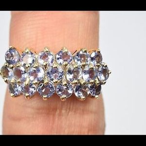Tanzanite Cluster ring 10kt gold